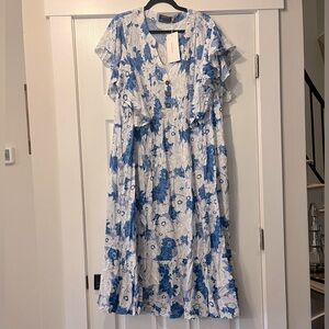 BloomChic Floral Ruffle Cap Sleve Dress